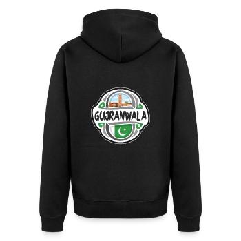 Gujranwala Pakistan Flag Travel Souvenir Badge Sta - Unisex Premium Organic Zip Hoodie - black - Back - Nico (187cm)