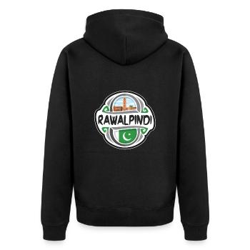 Rawalpindi Pakistan Flagge Reise Souvenir Abzeichen Sta - Unisex Premium Bio Zip Hoodie - Schwarz - Hinten - Nico (187cm)