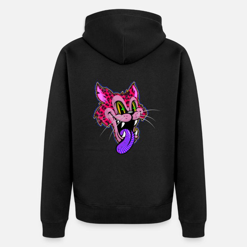 Leopard Comic Psychedelisch - Unisex Premium Bio Zip Hoodie - Schwarz