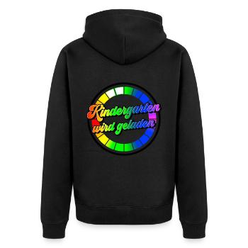 Kindergarten wird geladen - Unisex Premium Bio Zip Hoodie - Schwarz - Hinten - Nico (187cm)