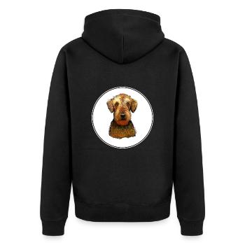 Airedale Terrier Dog Aquarelle Illustration - Veste à capuche bio Premium Unisexe - noir - Dos - Nico (187cm)