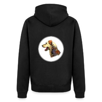 Illustration de l’aquarelle autrichienne pinscher dog - Veste à capuche bio Premium Unisexe - noir - Dos - Nico (187cm)