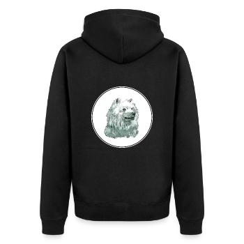 American Eskimo Dog Aquarelle Illustration - Veste à capuche bio Premium Unisexe - noir - Dos - Nico (187cm)