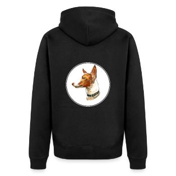 Andalusischer Hund Aquarell Illustration - Unisex Premium Bio Zip Hoodie - Schwarz - Hinten - Nico (187cm)