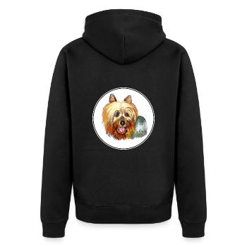 Australian Silky Terrier Dog Watercolor Illustrati - Unisex Premium Organic Zip Hoodie - black - Back - Nico (187cm)