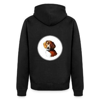 American Foxhound Dog Aquarell Illustration - Unisex Premium Bio Zip Hoodie - Schwarz - Hinten - Nico (187cm)