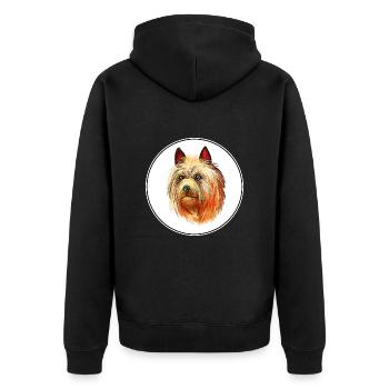 Australian Terrier Dog Watercolor Illustration - Unisex Premium Organic Zip Hoodie - black - Back - Nico (187cm)