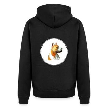 American Pit Bull Terrier Hund Aquarell Illustrat - Unisex Premium Bio Zip Hoodie - Schwarz - Hinten - Nico (187cm)