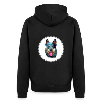 Illustration de l’aquarelle du chien de bétail australien - Veste à capuche bio Premium Unisexe - noir - Dos - Nico (187cm)