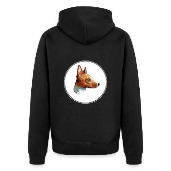 Basenji Dog Watercolor Sketch Illustration - Unisex Premium Organic Zip Hoodie - black - Back - Nico (187cm)