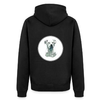 Illustration de l’aquarelle du chien Bulldog américain - Veste à capuche bio Premium Unisexe - noir - Dos - Nico (187cm)