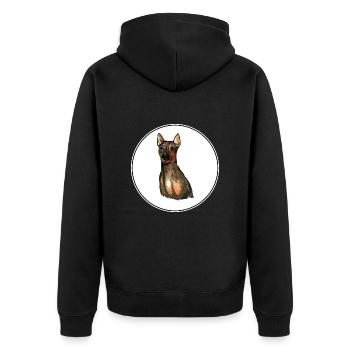 American Hairless Terrier Hund Aquarell Illustrat - Unisex Premium Bio Zip Hoodie - Schwarz - Hinten - Nico (187cm)