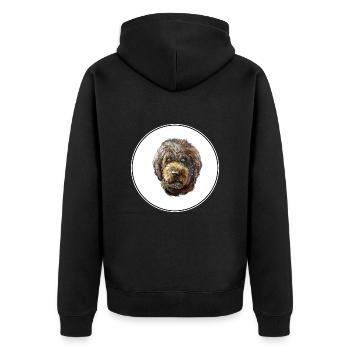 Barbet Dog Aquarelle Peinture Illustration - Veste à capuche bio Premium Unisexe - noir - Dos - Nico (187cm)
