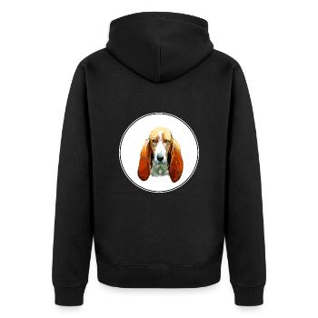 Basset Artesien Normand Hund Aquarell Illustratio - Unisex Premium Bio Zip Hoodie - Schwarz - Hinten - Nico (187cm)