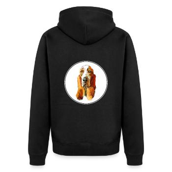 Basset Hound Dog Aquarelle Illustration - Veste à capuche bio Premium Unisexe - noir - Dos - Nico (187cm)
