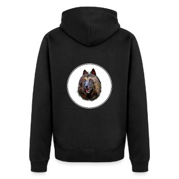 Belgian Tervuren Dog Watercolor Illustration - Unisex Premium Organic Zip Hoodie - black - Back - Nico (187cm)