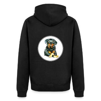 Beauceron Hund Aquarell Skizze Illustration - Unisex Premium Bio Zip Hoodie - Schwarz - Hinten - Nico (187cm)