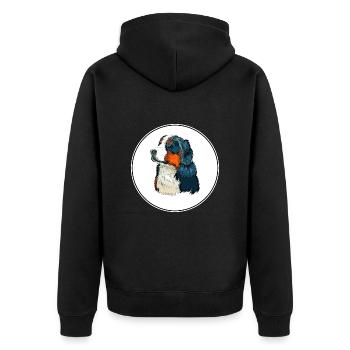 Bernese Mountain Dog Watercolor Illustration - Unisex Premium Organic Zip Hoodie - black - Back - Nico (187cm)