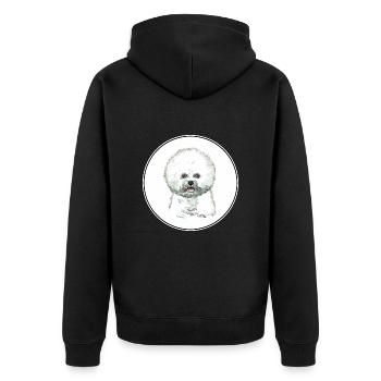 Bichon Frise Dog Aquarelle Illustration - Veste à capuche bio Premium Unisexe - noir - Dos - Nico (187cm)