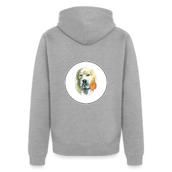 Zentralasiatischer Schäferhund Aquarell Illustration - Unisex Premium Bio Zip Hoodie - Grau meliert - Hinten - Nico (187cm)