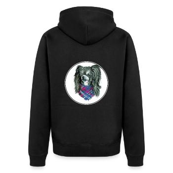Chinesischer Schopfhund Aquarell Skizze Illustration - Unisex Premium Bio Zip Hoodie - Schwarz - Hinten - Nico (187cm)