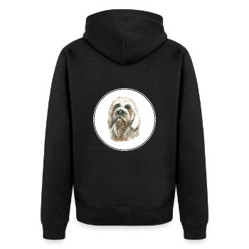 Dandie Dinmont Terrier Dog Watercolor Illustration - Unisex Premium Organic Zip Hoodie - black - Back - Nico (187cm)