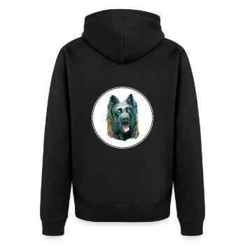 Dutch Shepherd Dog Watercolor Art Illustration - Unisex Premium Organic Zip Hoodie - black - Back - Nico (187cm)