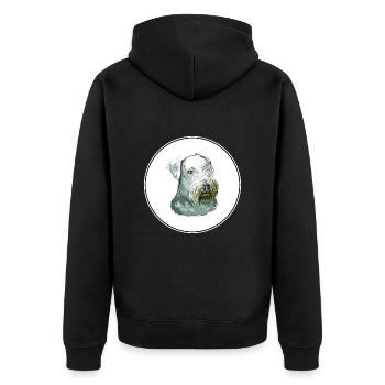 Cesky Terrier Dog Watercolor Sketch Illustration - Unisex Premium Organic Zip Hoodie - black - Back - Nico (187cm)