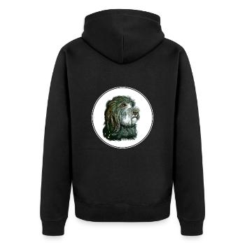 Katalanischer Schäferhund Aquarell Illustration - Unisex Premium Bio Zip Hoodie - Schwarz - Hinten - Nico (187cm)