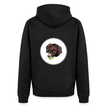 Drentsche Patrijshond Hund Aquarell Illustration - Unisex Premium Bio Zip Hoodie - Schwarz - Hinten - Nico (187cm)