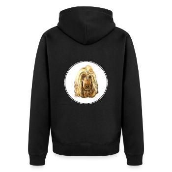 English Cocker Spaniel Hund Aquarell Illustration - Unisex Premium Bio Zip Hoodie - Schwarz - Hinten - Nico (187cm)