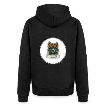 Hunde Aquarell Gemälde Illustration - Unisex Premium Bio Zip Hoodie - Schwarz - Hinten - Nico (187cm)