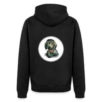 Mexikanischer haarloser Hund Aquarell Illustration - Unisex Premium Bio Zip Hoodie - Schwarz - Hinten - Nico (187cm)