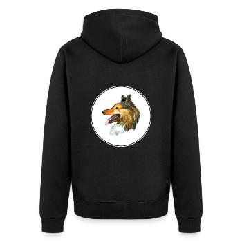 Illustration de l’aquarelle Rough Collie Dog - Veste à capuche bio Premium Unisexe - noir - Dos - Nico (187cm)