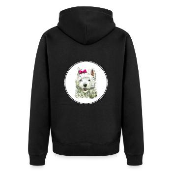 Cairn Terrier Dog Watercolor Sketch Illustration - Unisex Premium Organic Zip Hoodie - black - Back - Nico (187cm)