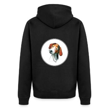 Norwegian Hound Dunker Dog Watercolor Illustratio - Unisex Premium Organic Zip Hoodie - black - Back - Nico (187cm)