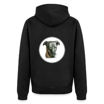 Cursinu Hund Aquarell Skizze Illustration - Unisex Premium Bio Zip Hoodie - Schwarz - Hinten - Nico (187cm)
