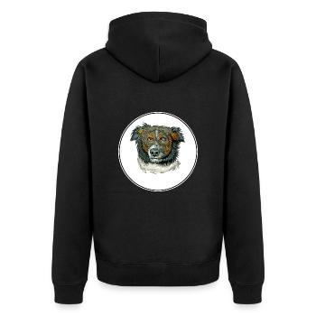 English Shepherd Dog Watercolor Illustration - Unisex Premium Organic Zip Hoodie - black - Back - Nico (187cm)