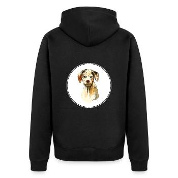 Catahoula Leopard Dog Aquarelle Illustration - Veste à capuche bio Premium Unisexe - noir - Dos - Nico (187cm)