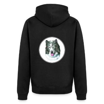 Illustration de l’aquarelle de chien esquimau canadien - Veste à capuche bio Premium Unisexe - noir - Dos - Nico (187cm)