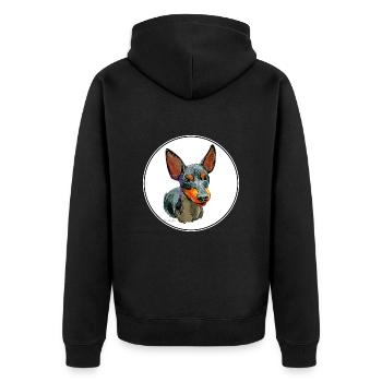 Englisch Toy Terrier Hund Aquarell Illustration - Unisex Premium Bio Zip Hoodie - Schwarz - Hinten - Nico (187cm)