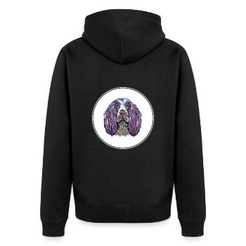 Englisch Springer Spaniel Hund Aquarell Illustrati - Unisex Premium Bio Zip Hoodie - Schwarz - Hinten - Nico (187cm)