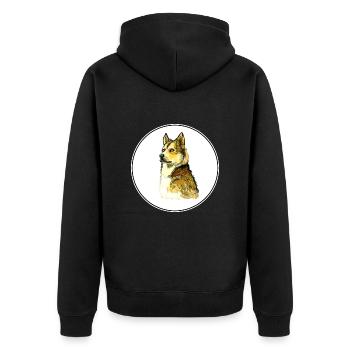 Ostsibirische Laika Hund Aquarell Illustration - Unisex Premium Bio Zip Hoodie - Schwarz - Hinten - Nico (187cm)