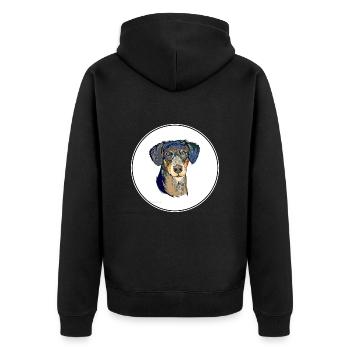 Eurohound Skandinavischer Hund Aquarell Illustration - Unisex Premium Bio Zip Hoodie - Schwarz - Hinten - Nico (187cm)