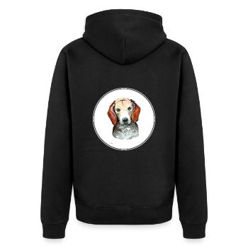 Estnischer Hund Aquarell Kunst Illustration - Unisex Premium Bio Zip Hoodie - Schwarz - Hinten - Nico (187cm)