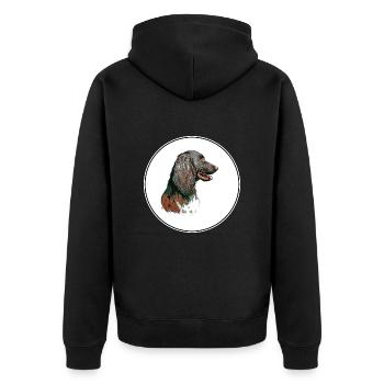 Munsterlander Small Dog Aquarelle Illustration - Veste à capuche bio Premium Unisexe - noir - Dos - Nico (187cm)