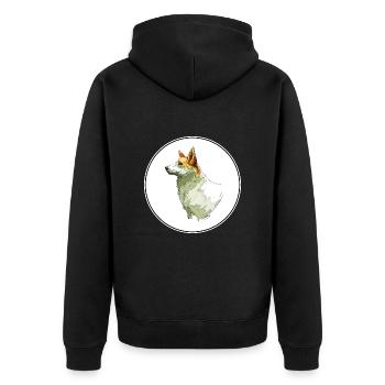 Norrbottenspets Hund Aquarell Skizze Illustration - Unisex Premium Bio Zip Hoodie - Schwarz - Hinten - Nico (187cm)