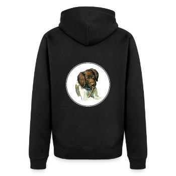 Munsterlander Small Dog Aquarelle Illustration - Veste à capuche bio Premium Unisexe - noir - Dos - Nico (187cm)