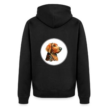 Polnischer Hund Aquarell Illustration - Unisex Premium Bio Zip Hoodie - Schwarz - Hinten - Nico (187cm)