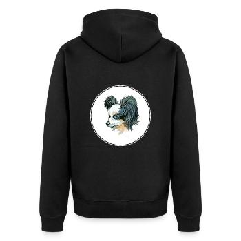 Papillon Dog Aquarelle Art Illustration - Veste à capuche bio Premium Unisexe - noir - Dos - Nico (187cm)